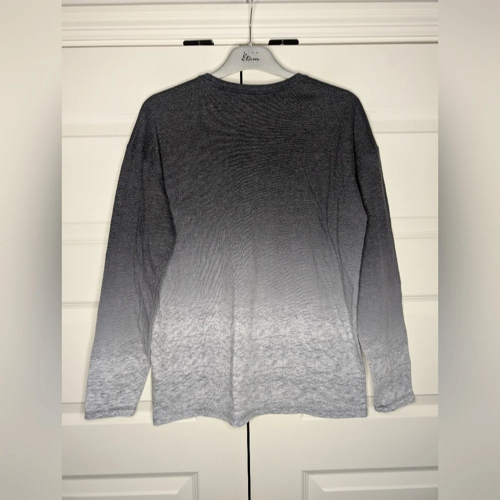 Abercrombie Kids Boys 13/14 Long Sleeve Shirt Black-Light Gray Gradient - Picture 2 of 9